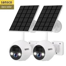 2pcs 4MP Wireless Solar Powered Camera WiFi Audio for Sansco CCTV System