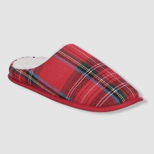 30 Club Room Men's Red Flannel Plaid Slippers Shoes Size 6-7/S