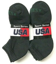 6 Pair Men's HYTEST Black Cushion Bottom Work / Sport Low Cut Sock Size 9-11.