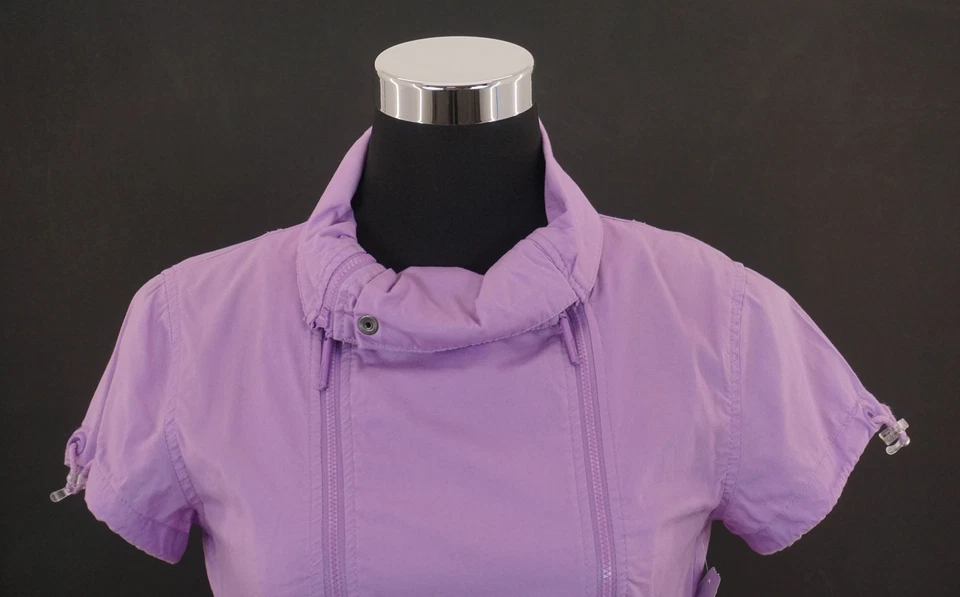 Bench Damen Bluse S lila flieder uni Kragen Kurzarm Zip mit Baumwolle D224 - Bild 2 von 4