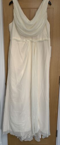 New Stacees Size 20-22 cream Sheath Column Cowl Long Dress Bridesmaid, New Prom, - Picture 1 of 5