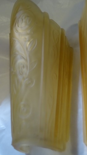Vintage Art Deco Art Glass Amber Slip Shade wall sconce / fixture - Picture 15 of 24