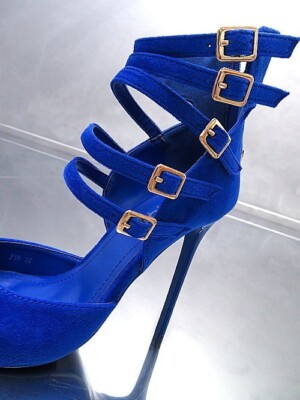 GoGo original stiletto high heels designer pumps blue 36