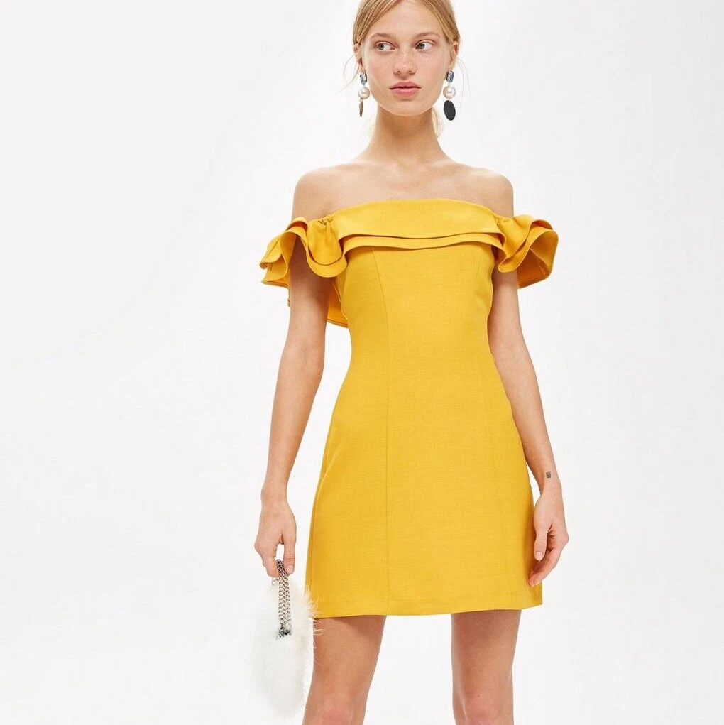 Topshop yellow store bardot dress