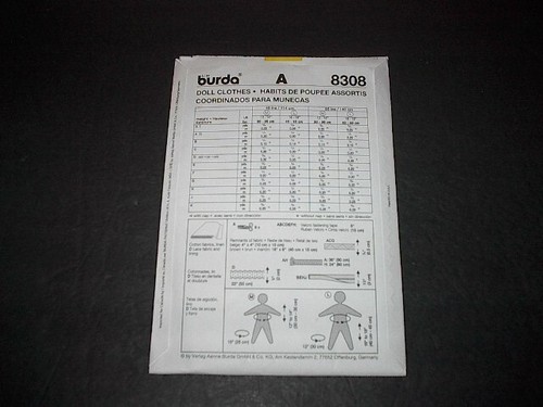 Burda Pattern 8308 Adorable Clothes for Med 12"~14" & Large 16"~18" Baby Dolls U - Picture 3 of 3