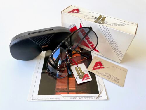 Gafas de sol vintage ALPINA M1 negras w. Alemania raras TR3 M6 Miami Vice MEDIANAS DE LOTE ANTIGUO - Imagen 1 de 13