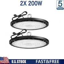 2 Pack 200W UFO Led High Bay Light Shop Industrial Commercial Factory Warehouse
