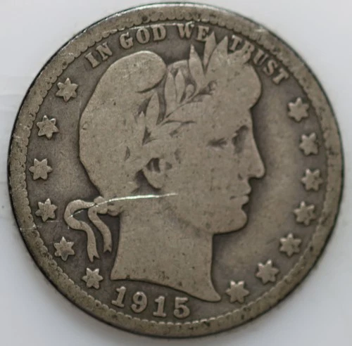 1915-D Barber Quarter 90% Silver Over 100 years Old As Shown [SN01]