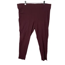 Utopia By Hue Womans Leggings Burgundy Plus 2X Solid Pull On Straight Stretch
