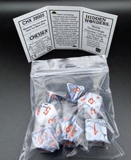 Chessex 38005 Hidden Wonders Marble Grey / orange Polyhedral 7 Dice Set