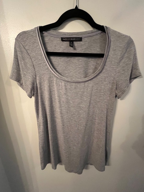 WHBM heathered gray short sleeve layering tee size XSmall classic staple career