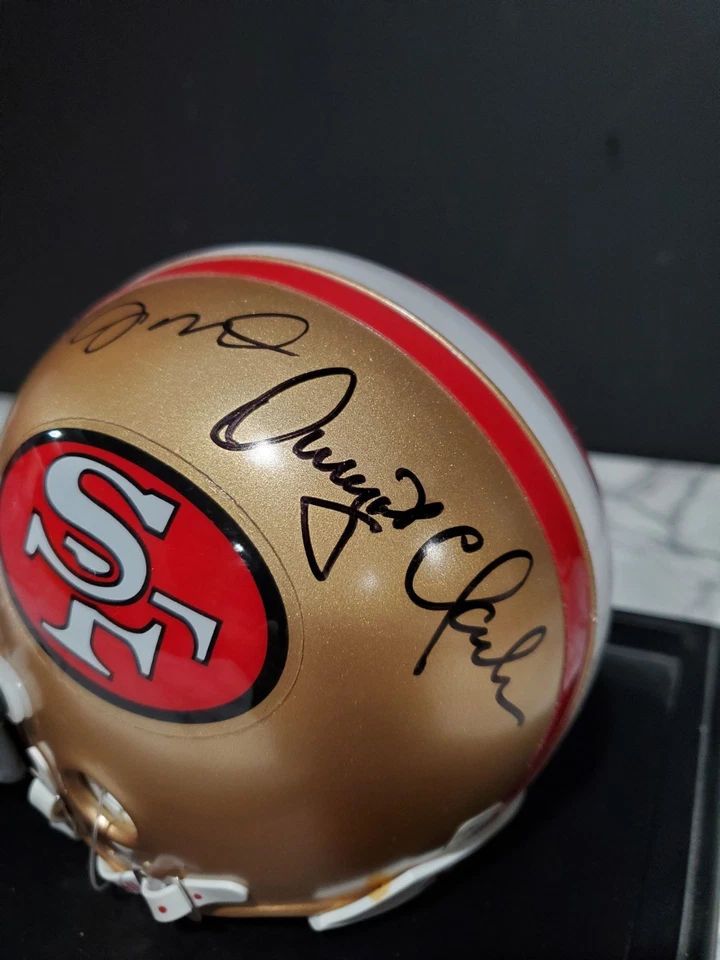 Signed Dwight Clark Joe Montana Mini Helmet San Francisco 49ers Upper Deck COA - Image 3 of 4