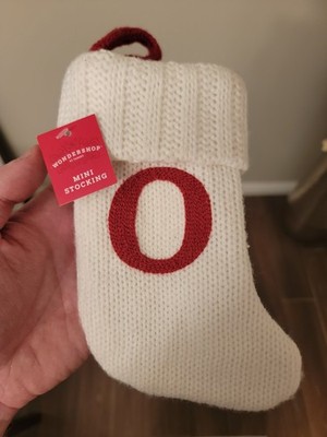 Letter O Knit Monogram Mini Stocking White Wondershop Xmas Holiday Target 8''