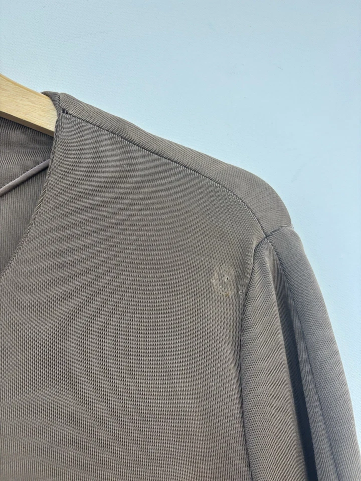 Vestido Ralph Rucci Chado 12 Marrón Línea A Acanalado Camisa DEFECTOS MENORES Foto 3 de 4