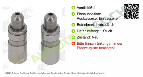 AE Fol192 Ventilstößel für Opel Vauxhall Astra K Sports Tourer J GTC 2013 -> - Bild 3 von 10