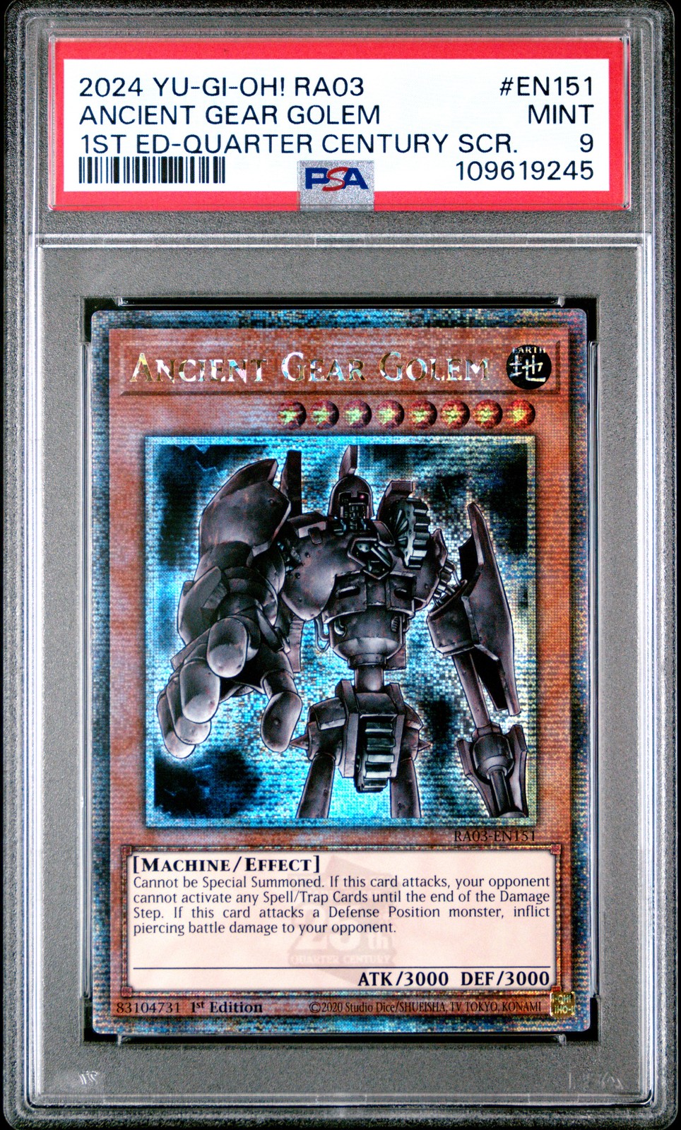 2024 YU-GI-OH! RA03-QUARTER CENTURY BONANZA #EN151 ANCIENT GEAR GOLEM PSA 9