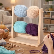 Yarn Holder Wood Crochet Yarn Holders Double Yarn Ball Stand Storage Holder