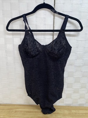 Bali Size 38C Full Bodysuit Shapewear - Black Lace w/ Underwire 8L10 NWOT