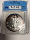 2004 US SILVER EAGLE MS69 BEAUIFUL RIM TONING