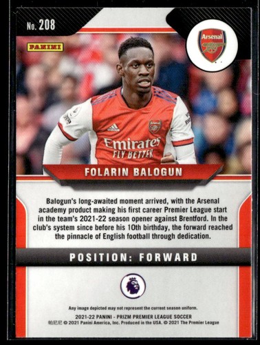 2021-22 Panini Prizm Premier League Folarin Balogun Rookie - Picture 2 of 2