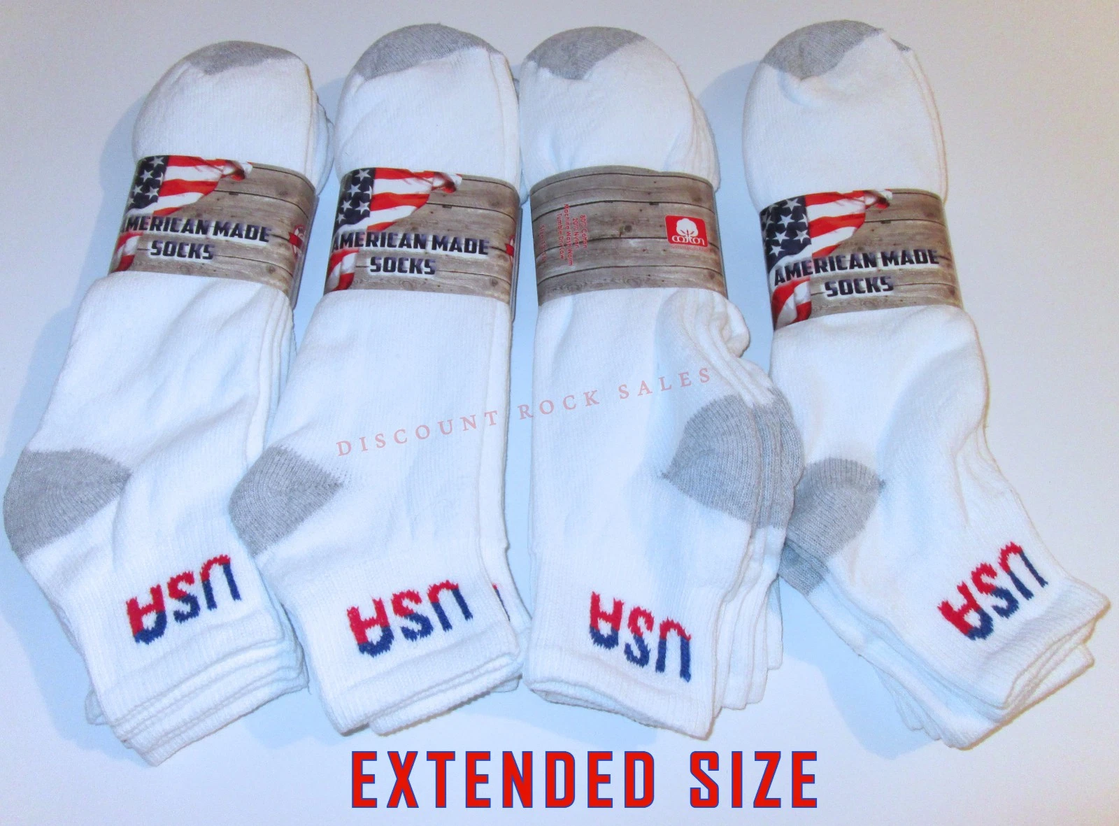 6 Pairs Mens EXTENDED Size USA Logo Cotton Cushioned Ankle Socks USA Made
Opens in a new window or t
