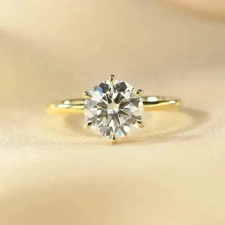 3.00CT Round Cut Lab Grown/CVD Diamond Solitaire Dainty Ring 925 Silver - Image 4 of 4