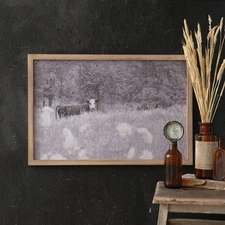 Bull In Pasture Wall Art Rustic-Themed Home Decorative Collectible
