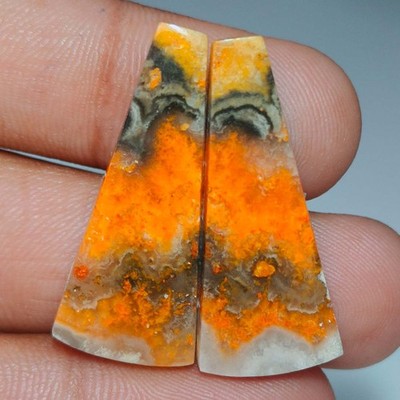 28.20 Cts Natural Bumble Bee Jasper Fancy Pair Cab Loose Gemstone  14x32x4 mm
