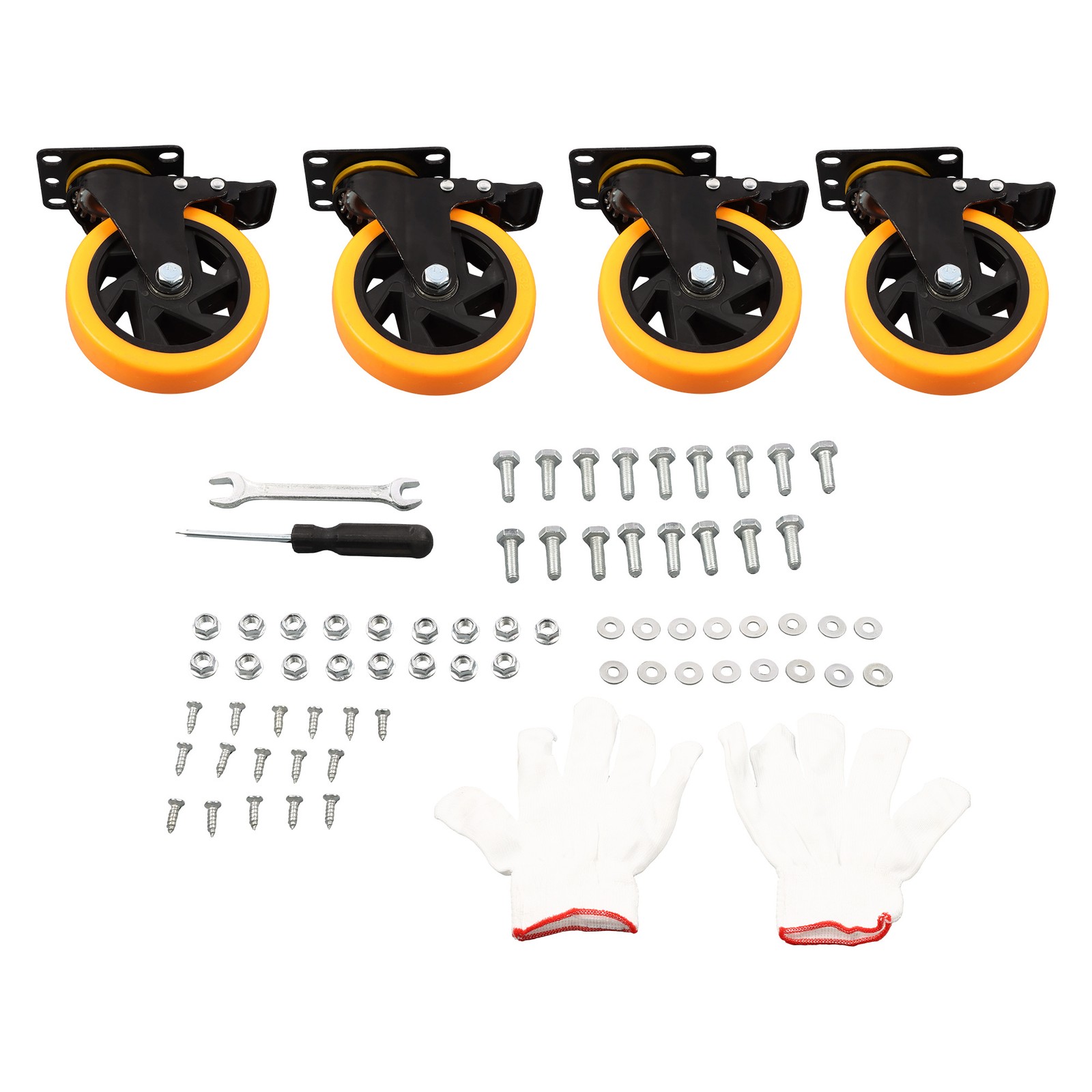 4 Pcs 5 Inch Heavy Duty Swivel Caster Wheels with Locking Brake 2400lbs Capacity