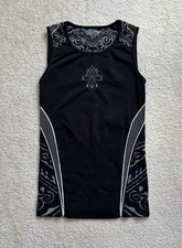 Athleta Tribal Print Muscle Tank Top Womens S Stretch Gym Train Athleisure Black