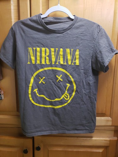 T-Shirt Nirvana Band Smiley - Grigio Small 1992