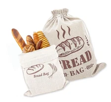 Bread Bags for Homemade Bread,Large Cloth Linen Reusable Sourdough Bags for F...