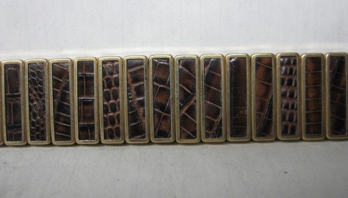 RARE NOS JB CHAMPION GOLD FILLED LIZARD INLAY SCISSOR WATCHBAND