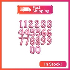  20 Pcs 16" Pink Foil Number Balloons 2 sets of 0-9 - Mylar Aluminum Hanging