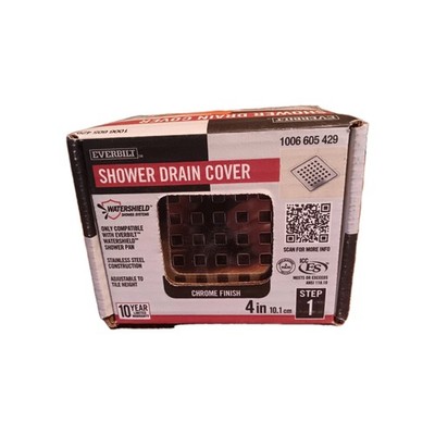 Everbilt Watershield Shower System 4 in. Drain Grate Cover Chrome Finish 