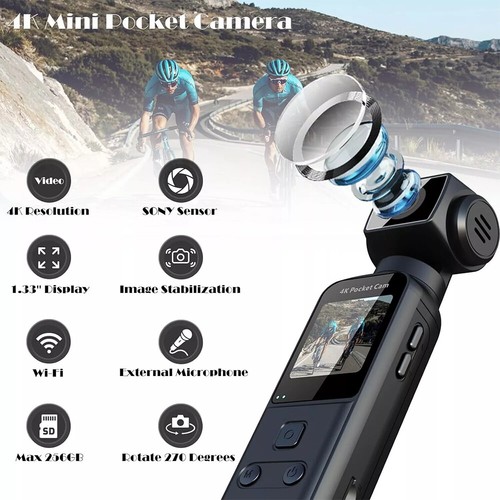 4K Body Camera with External Microphone Mini Video Audio Pocket Cam 270° Rotate - Picture 12 of 24