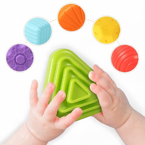 Montessori Toys for 1 Year Old, Cube & 6 Sensory Shape Blocks, Baby Toys 12-1... - Picture 3 of 7