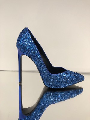 blue sequin pumps