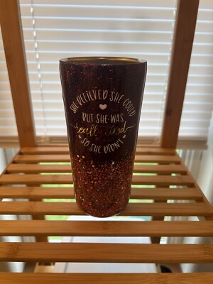 She Believed She Could But She Was Tired Burgundy 20 oz Resin Tumbler