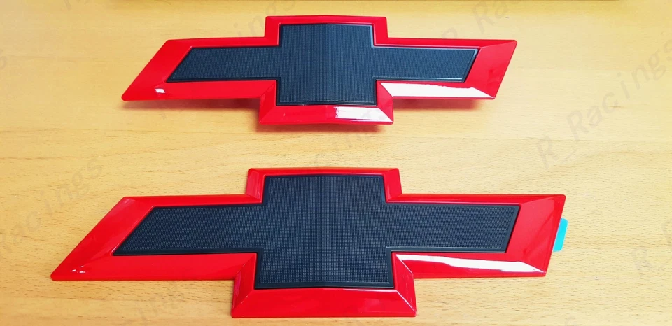 Gloss Red Black Front & Tailgate Bowtie Emblem Silverado 1500 2500 HD/3500 HD - Image 2 of 4