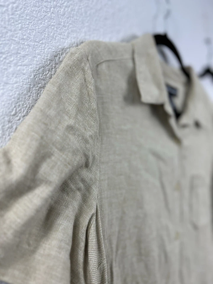 Conjunto de conjunto de top y falda marrón Norton McNaughton talla XL mezcla de lino con botones Foto 3 de 4