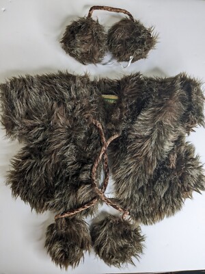 Vintage Cabbage Patch Doll Brown Fun Fur Coat & Ear Muffs Clothes CPK
