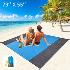 Sandfree Beach Mat, Oversized 79"X55" Portable Beach Blanket Waterproof Outdoor
