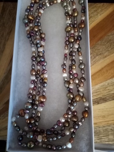 Pearls Freshwater Cultured Multi Colour 76" Long Honara - Picture 6 of 14
