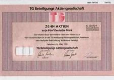 TG Beteiligung Paderborn 1995 Verlag A.Schmidt Würzburg 50 DM Historische Aktie