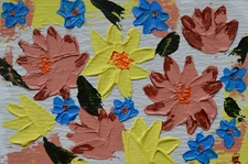 Original painting Oil painting Abstract flowers Small Impasto 4 x 6 inches