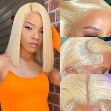 613 Blonde Bob Wig Human Hair 13x4 HD Transparent Lace Front Wigs Human Hair