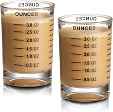 2 Pack Shot Glass Measuring Cup 3 Ounce Heavy Base Jigger Espresso Shot Glass