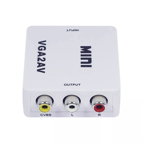 1080P HD Mini Video Converter VGA to AV 3.5mm Audio VGA to RCA TV PC Computer US - Afbeelding 8 van 22