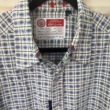 Robert Graham Freshly Laundered Plaid Contrast Long Sleeve Dress Shirt Size XL